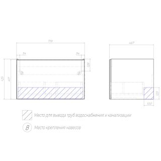 Тумба под раковину подвесная Velvex Posse tp.POS.OSK.75.1Y верде/дуб золотой, 75 см